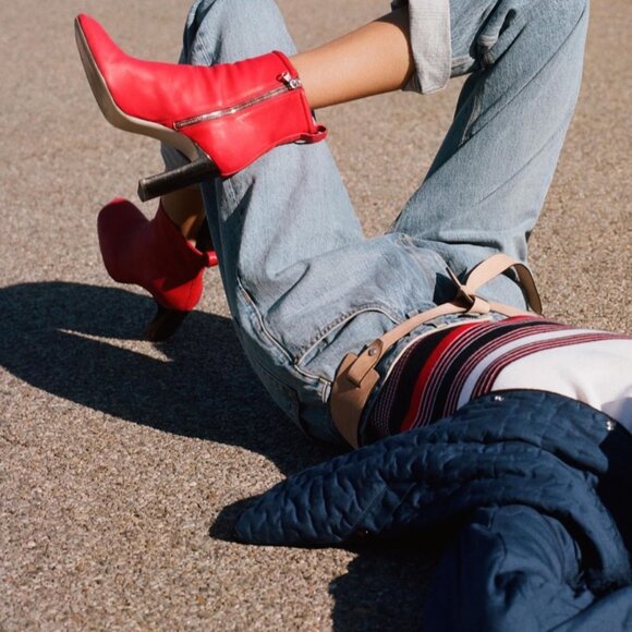 NWOB Rag Bone Ellis Red Leather Ankle Boot